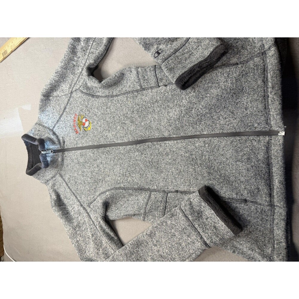 Champion Jacket women’s Medium Gray Fleece Full Zip Marines Logo Sherpa Lined